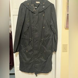 Stevie Hender Black Hooded Trench Parka Jacket